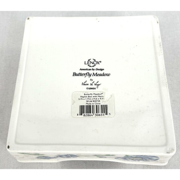 Lenox Butterfly Meadow Napkin Holder Box Porcelain Louise Le Luyer Botanical - Picture 7 of 8